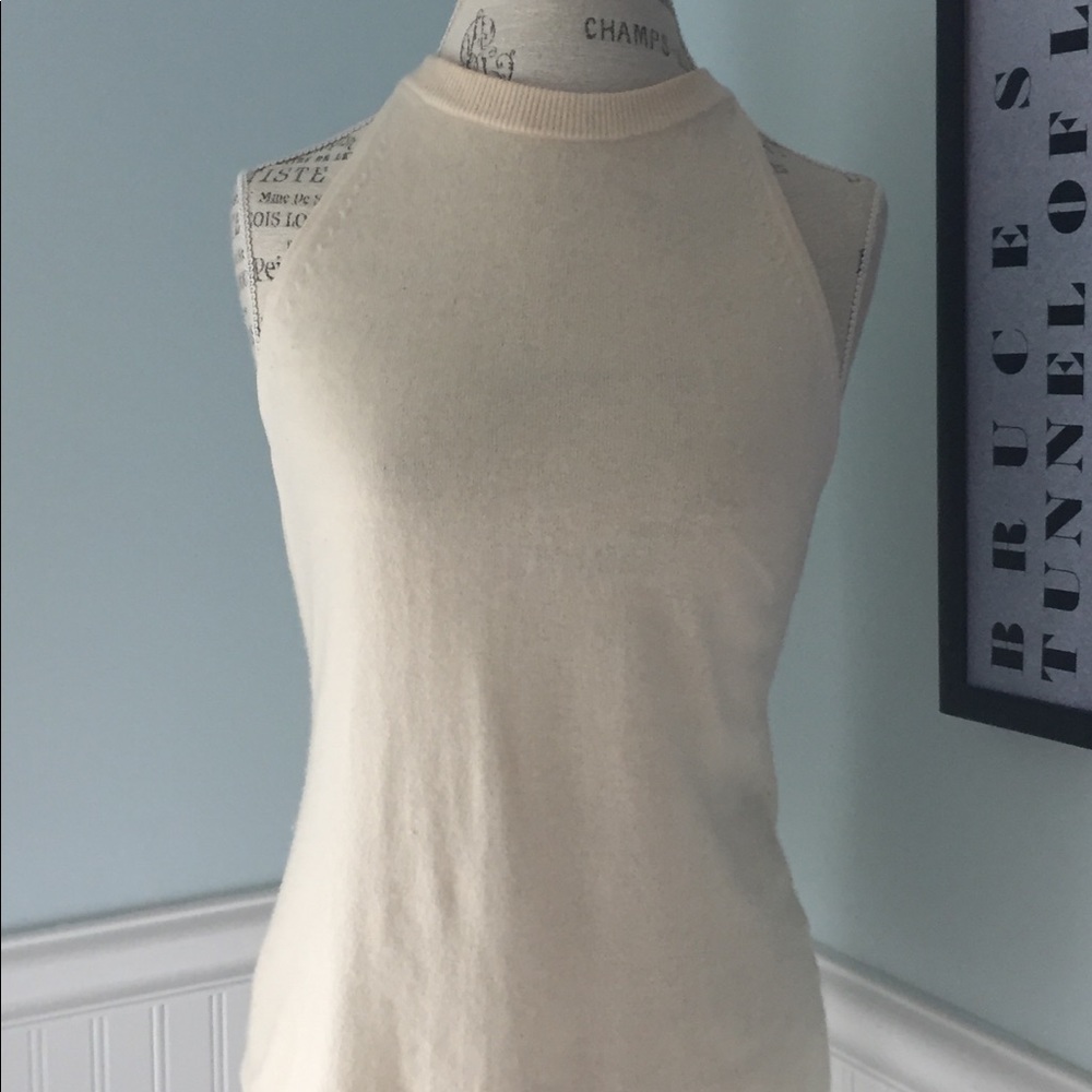 Saks Fifth Avenue Cream Knit Halter Tank Top